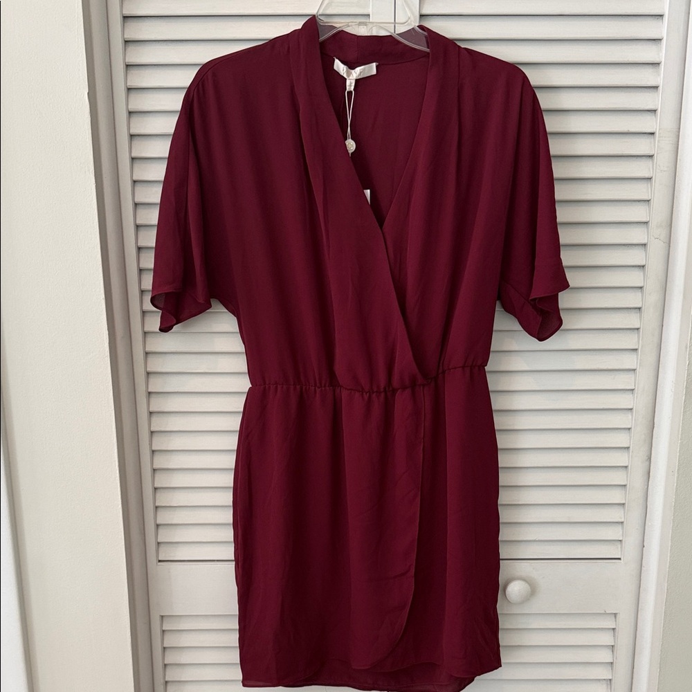 WAYF Burgundy Wrap Dress